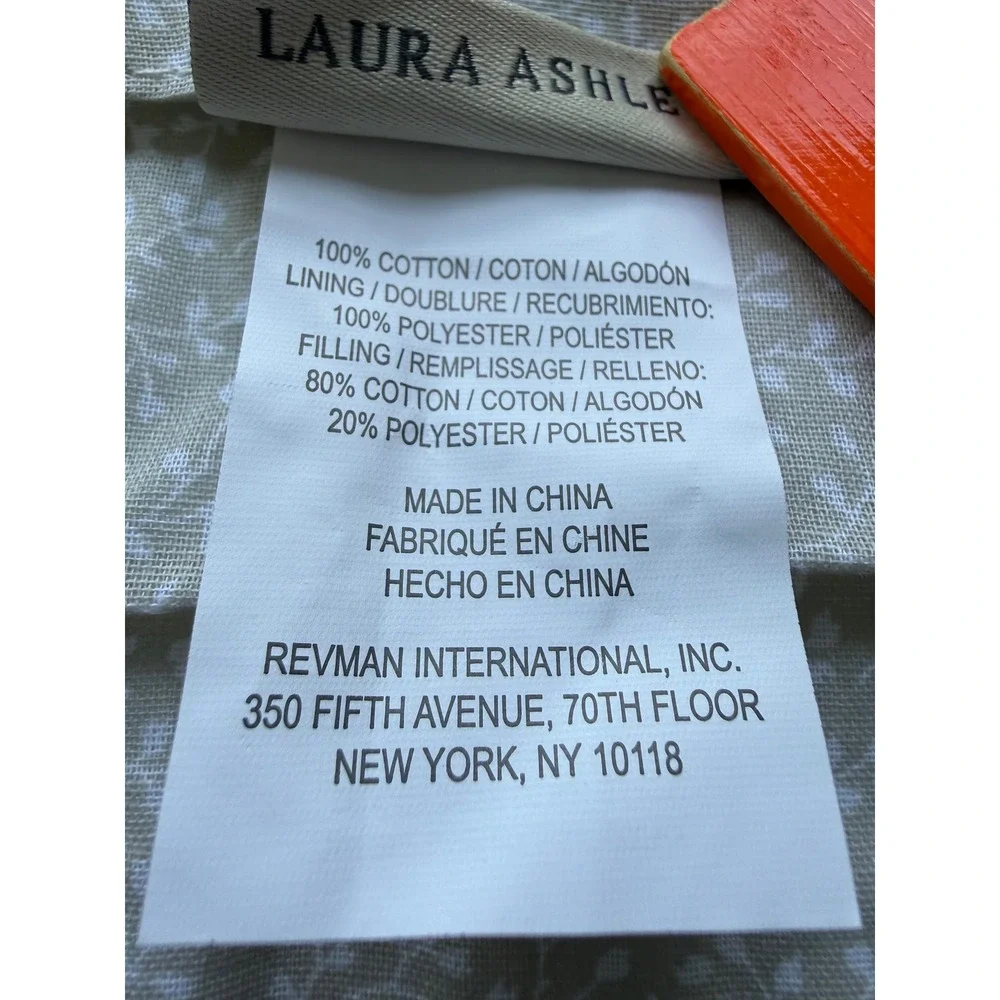 Laura Ashley Amberley King Pillow Sham Pair 2 Taupe Beige Floral Toile Quilted